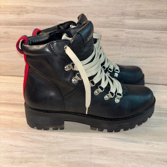 Steve Madden Bam Black Leather Combat Boots - Picture 2 of 9